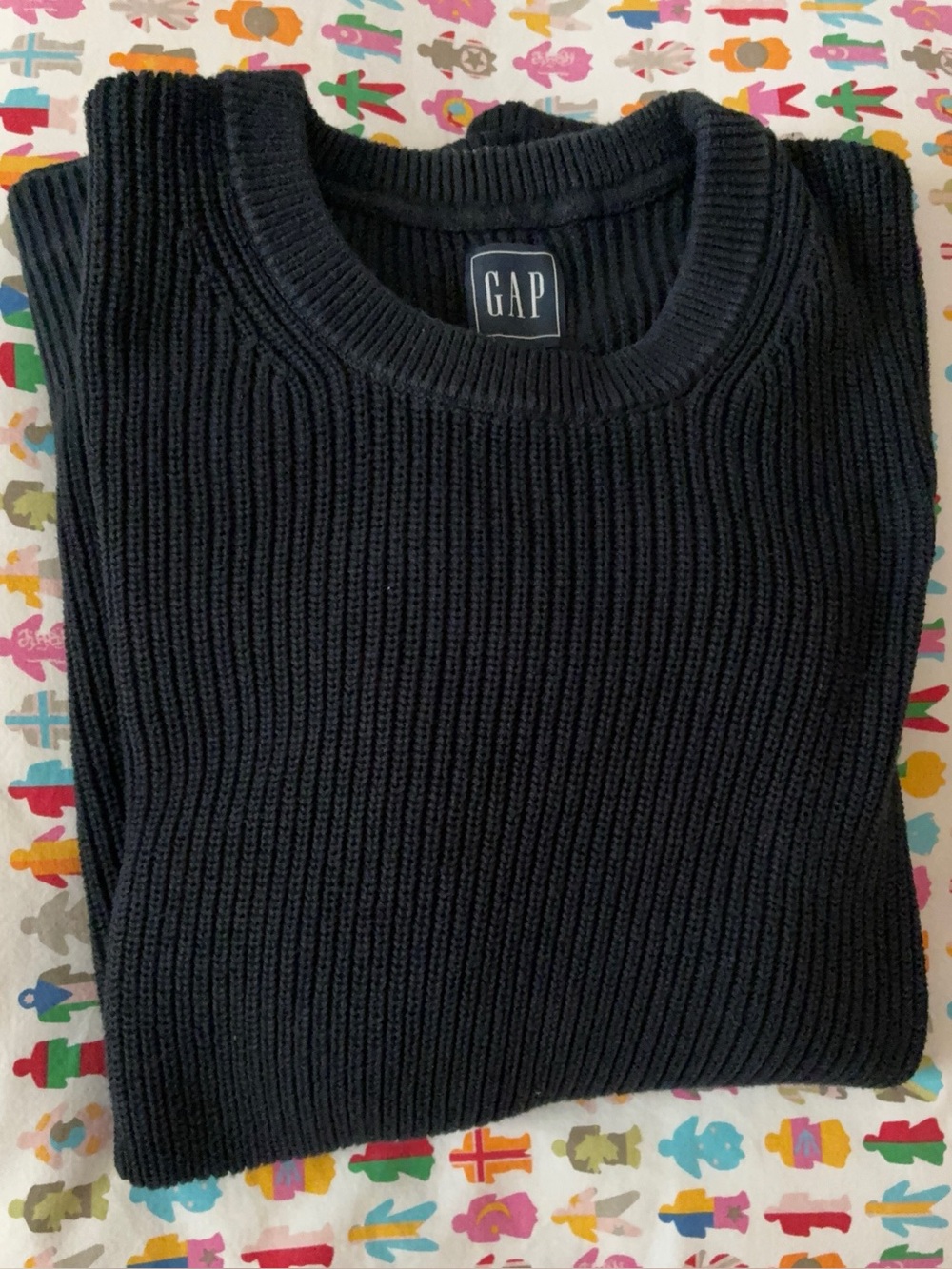 GAP Men's Navy Ribbed Crewneck Sweater